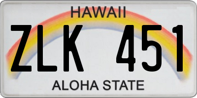 HI license plate ZLK451