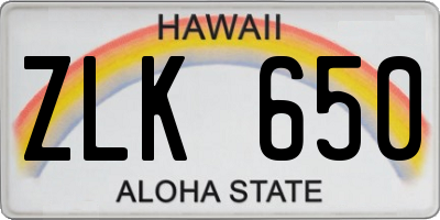 HI license plate ZLK650