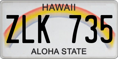 HI license plate ZLK735