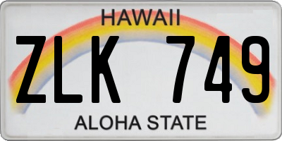 HI license plate ZLK749