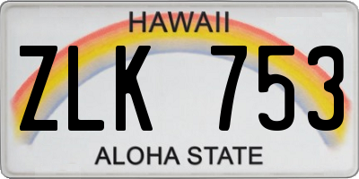 HI license plate ZLK753