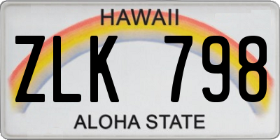 HI license plate ZLK798