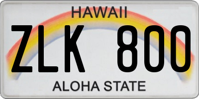 HI license plate ZLK800