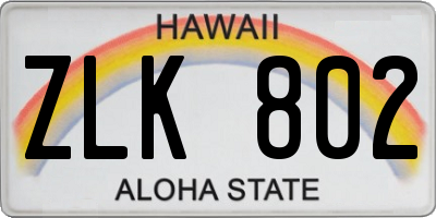 HI license plate ZLK802