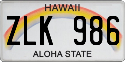 HI license plate ZLK986