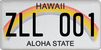 HI license plate ZLL001