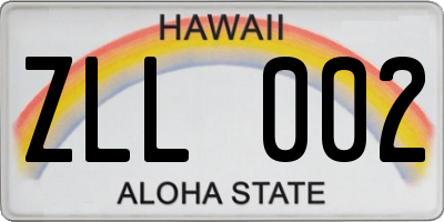 HI license plate ZLL002