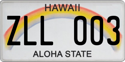 HI license plate ZLL003