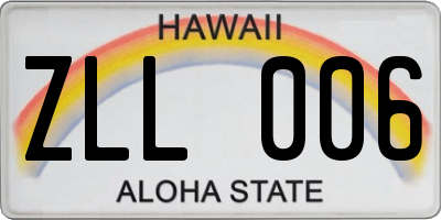 HI license plate ZLL006