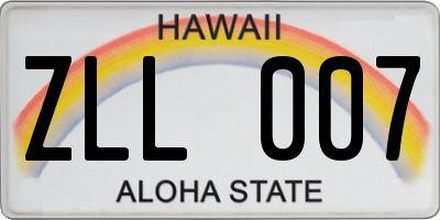 HI license plate ZLL007