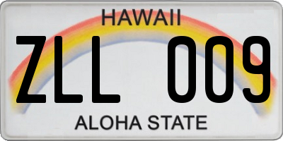 HI license plate ZLL009