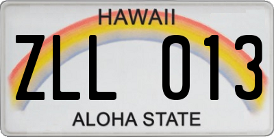 HI license plate ZLL013