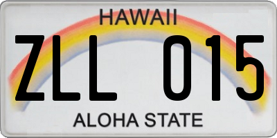 HI license plate ZLL015