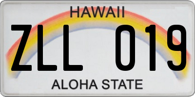 HI license plate ZLL019
