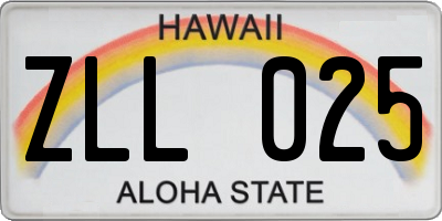 HI license plate ZLL025