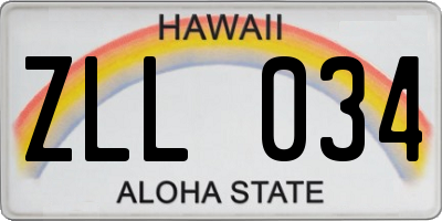 HI license plate ZLL034