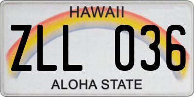 HI license plate ZLL036