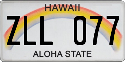 HI license plate ZLL077
