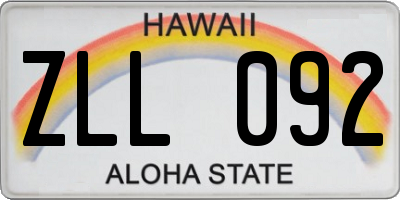 HI license plate ZLL092