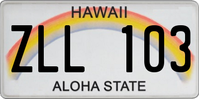 HI license plate ZLL103
