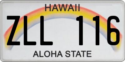HI license plate ZLL116