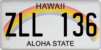 HI license plate ZLL136