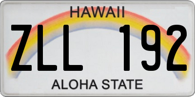 HI license plate ZLL192