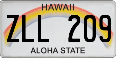 HI license plate ZLL209
