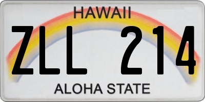 HI license plate ZLL214