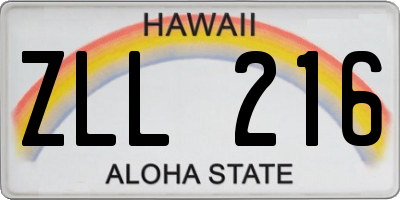 HI license plate ZLL216