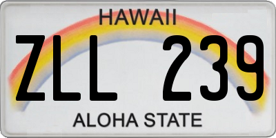 HI license plate ZLL239