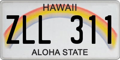 HI license plate ZLL311