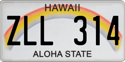 HI license plate ZLL314