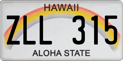 HI license plate ZLL315