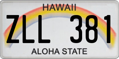 HI license plate ZLL381