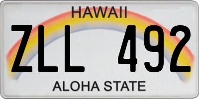 HI license plate ZLL492