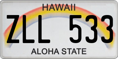 HI license plate ZLL533