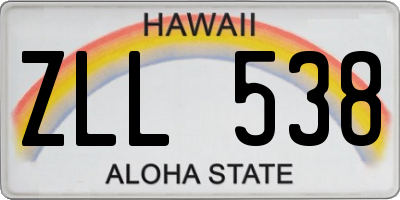 HI license plate ZLL538
