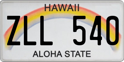 HI license plate ZLL540
