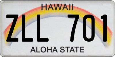 HI license plate ZLL701