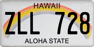 HI license plate ZLL728