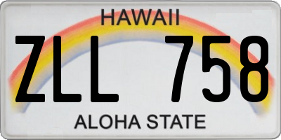 HI license plate ZLL758