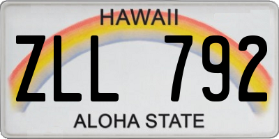 HI license plate ZLL792