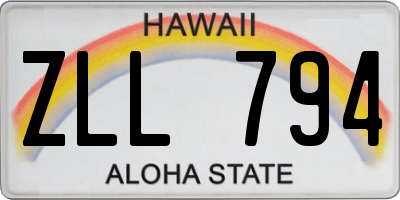 HI license plate ZLL794
