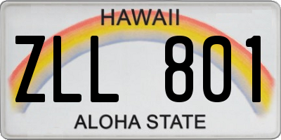 HI license plate ZLL801