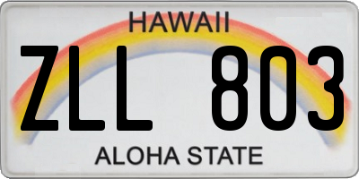 HI license plate ZLL803