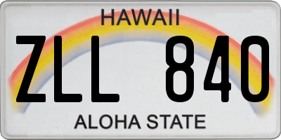 HI license plate ZLL840