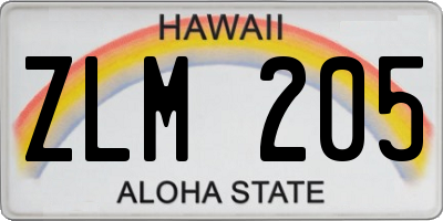 HI license plate ZLM205