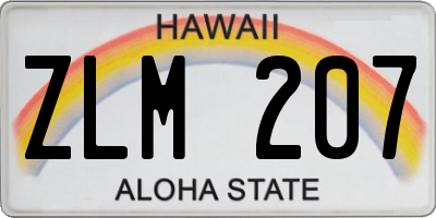 HI license plate ZLM207