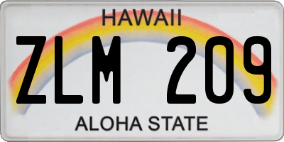 HI license plate ZLM209